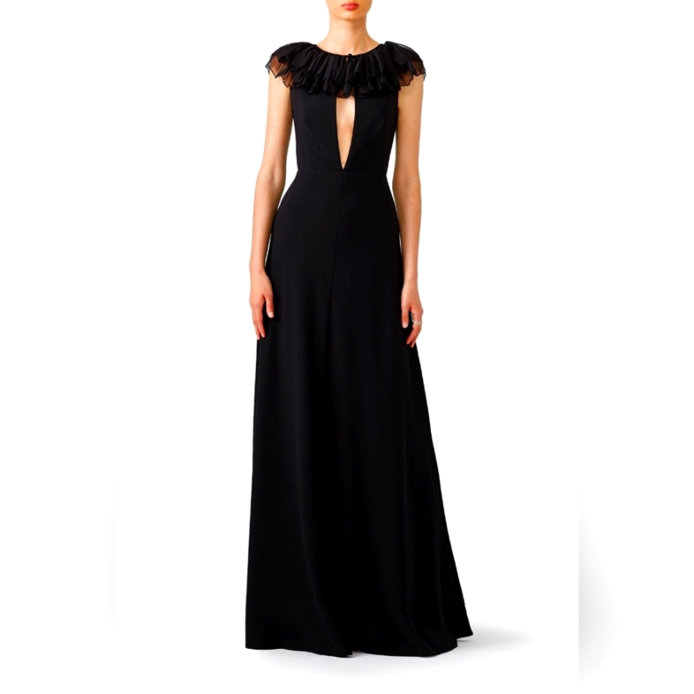 Ruffle Cape Gown By JILL Jill Stuart Sleeveless Plunge Maxi Gown Size 8 M - NWT